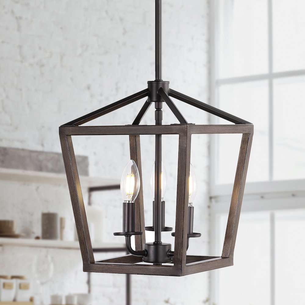 Oria Iron Farmhouse Industrial Lantern Led Pendant. Picture 11