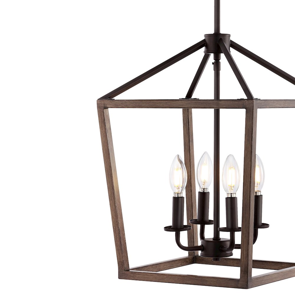 Oria Iron Farmhouse Industrial Lantern Led Pendant. Picture 3