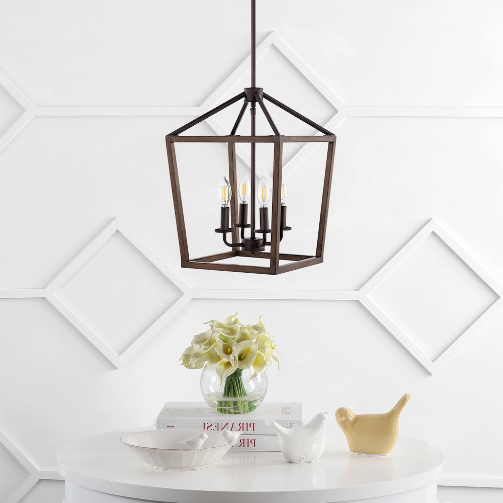 Oria Iron Farmhouse Industrial Lantern Led Pendant. Picture 7