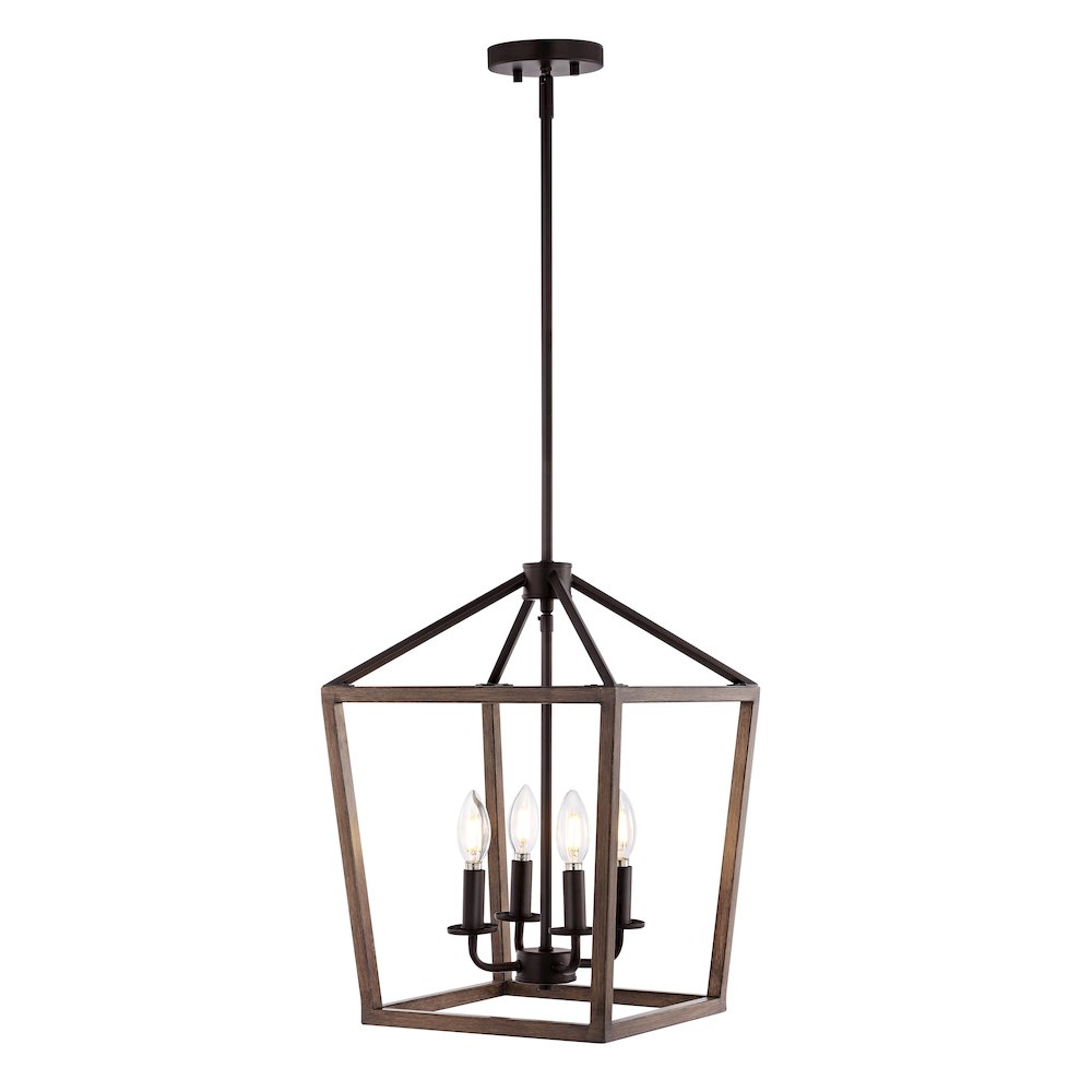 Oria Iron Farmhouse Industrial Lantern Led Pendant. Picture 1