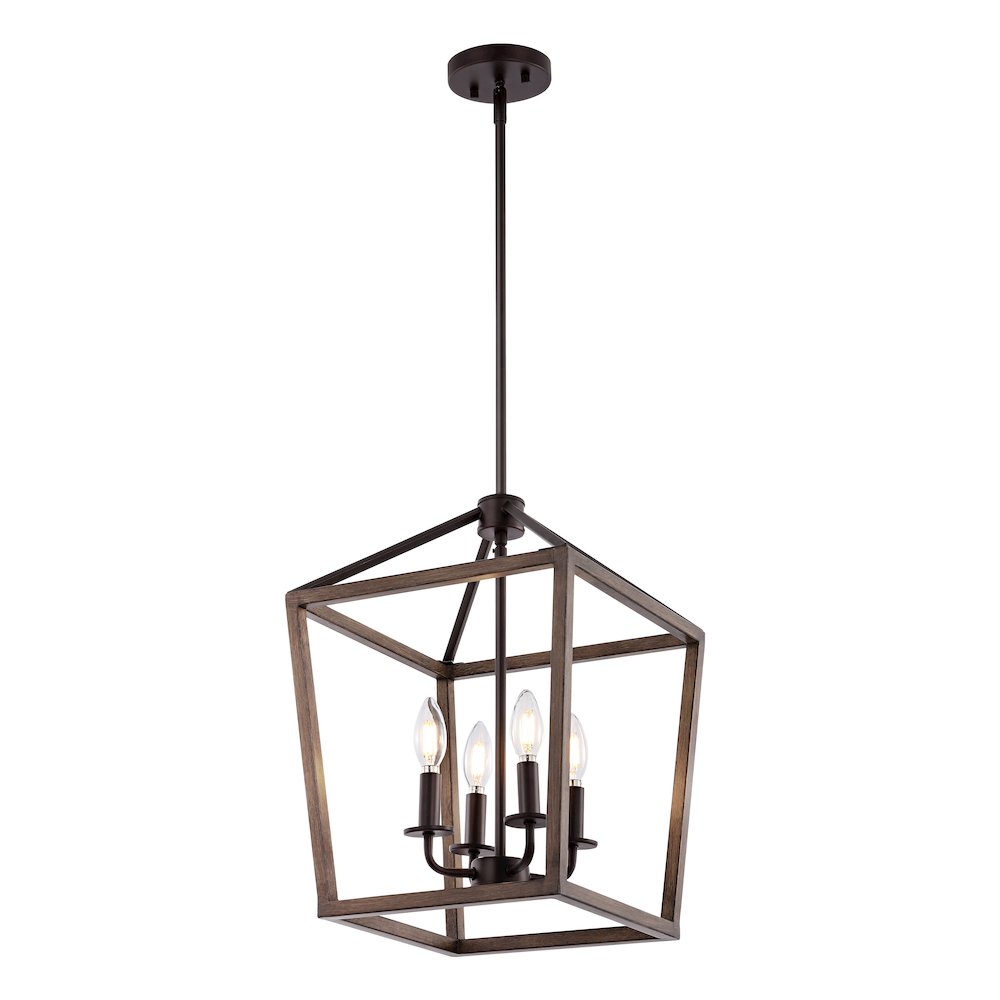 Oria Iron Farmhouse Industrial Lantern Led Pendant. Picture 5