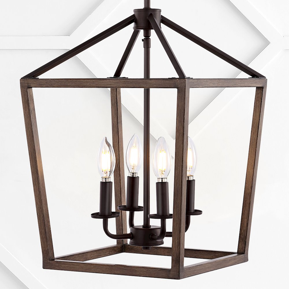 Oria Iron Farmhouse Industrial Lantern Led Pendant. Picture 8
