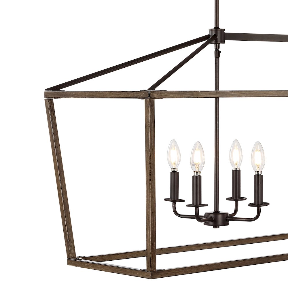 Oria Iron Farmhouse Industrial Lantern Led Pendant. Picture 3