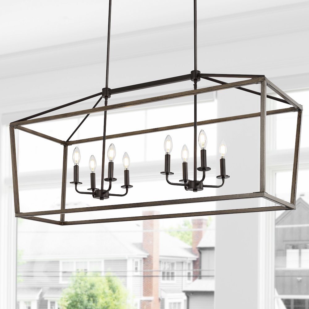 Oria Iron Farmhouse Industrial Lantern Led Pendant. Picture 11