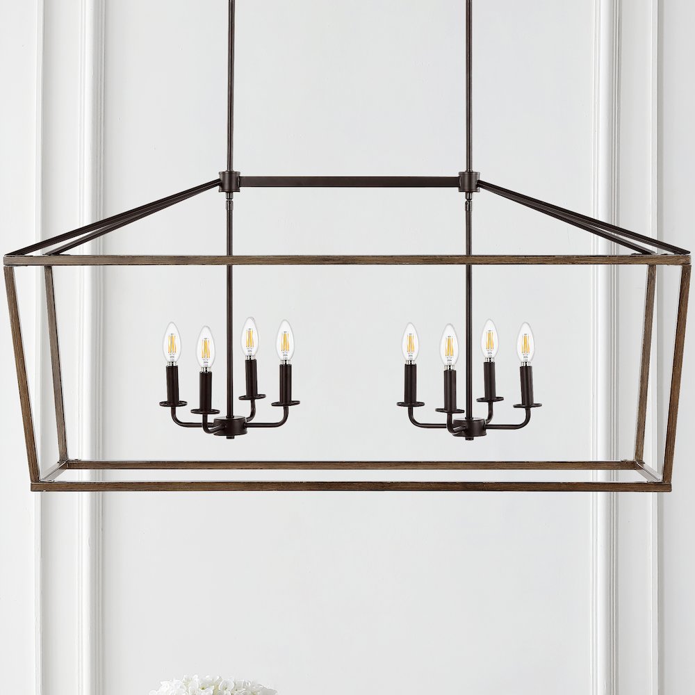 Oria Iron Farmhouse Industrial Lantern Led Pendant. Picture 8