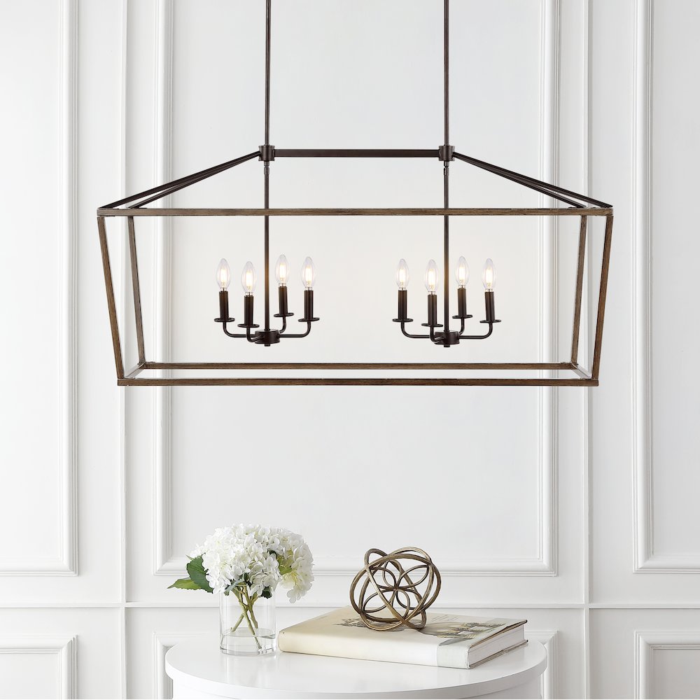 Oria Iron Farmhouse Industrial Lantern Led Pendant. Picture 6