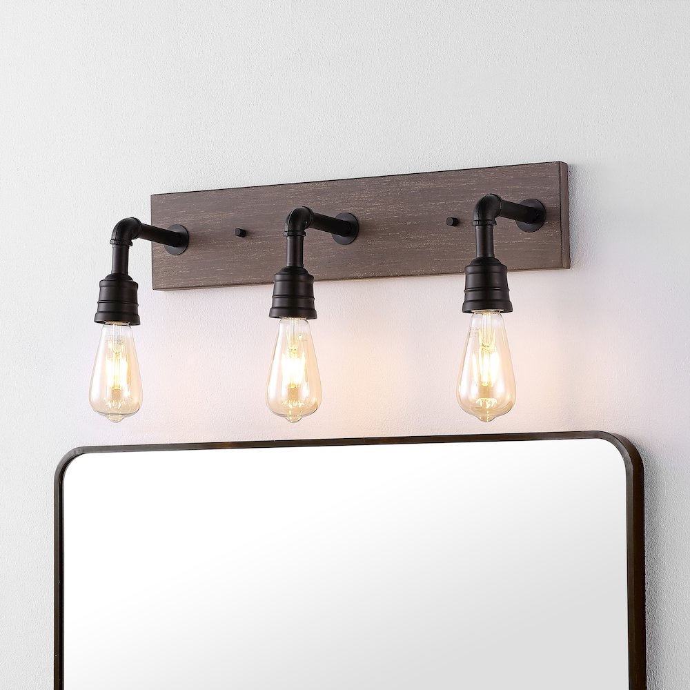 Corbett Rustic Farmhouse Iron Led Vanity. Picture 8