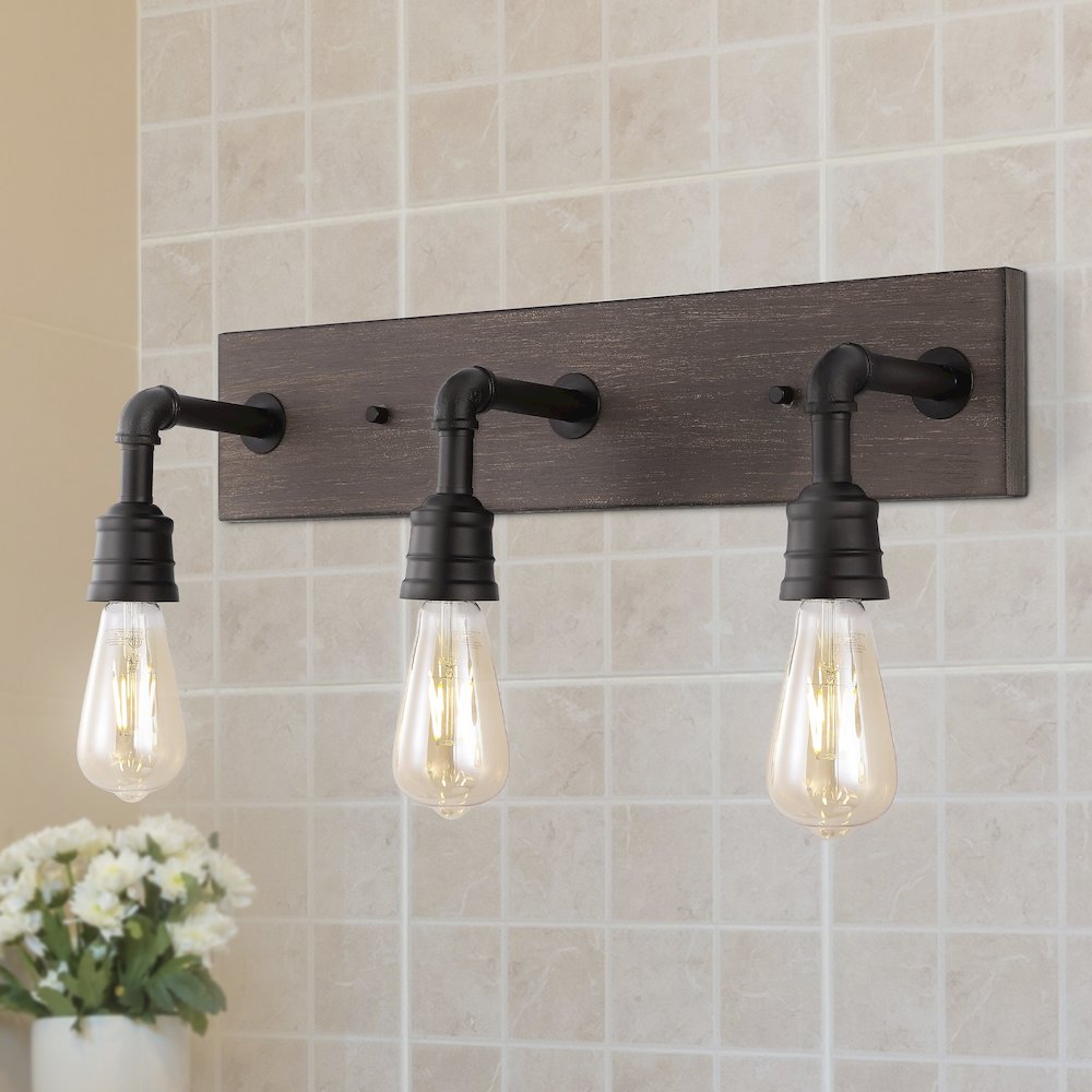 Corbett Rustic Farmhouse Iron Led Vanity. Picture 9