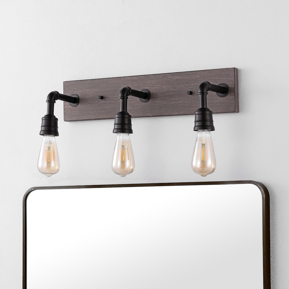 Corbett Rustic Farmhouse Iron Led Vanity. Picture 6