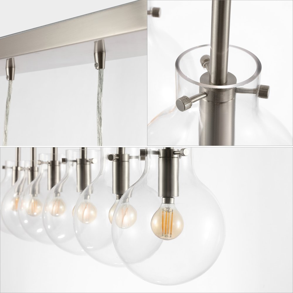 Harlow 6-Light Modern Contemporary Round Glass/Iron Led Linear Pendant. Picture 3