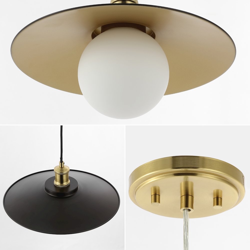 Hadley 1-Light Scandinavian Farmhouse Iron/Frosted Glass LED Pendant. Picture 5