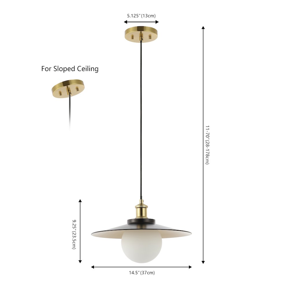 Hadley 1-Light Scandinavian Farmhouse Iron/Frosted Glass LED Pendant. Picture 3