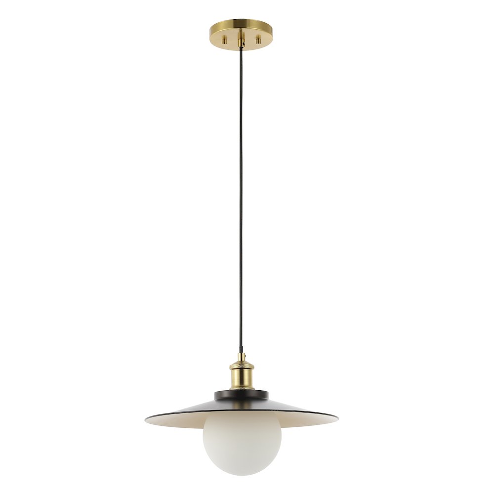Hadley 1-Light Scandinavian Farmhouse Iron/Frosted Glass LED Pendant. Picture 2