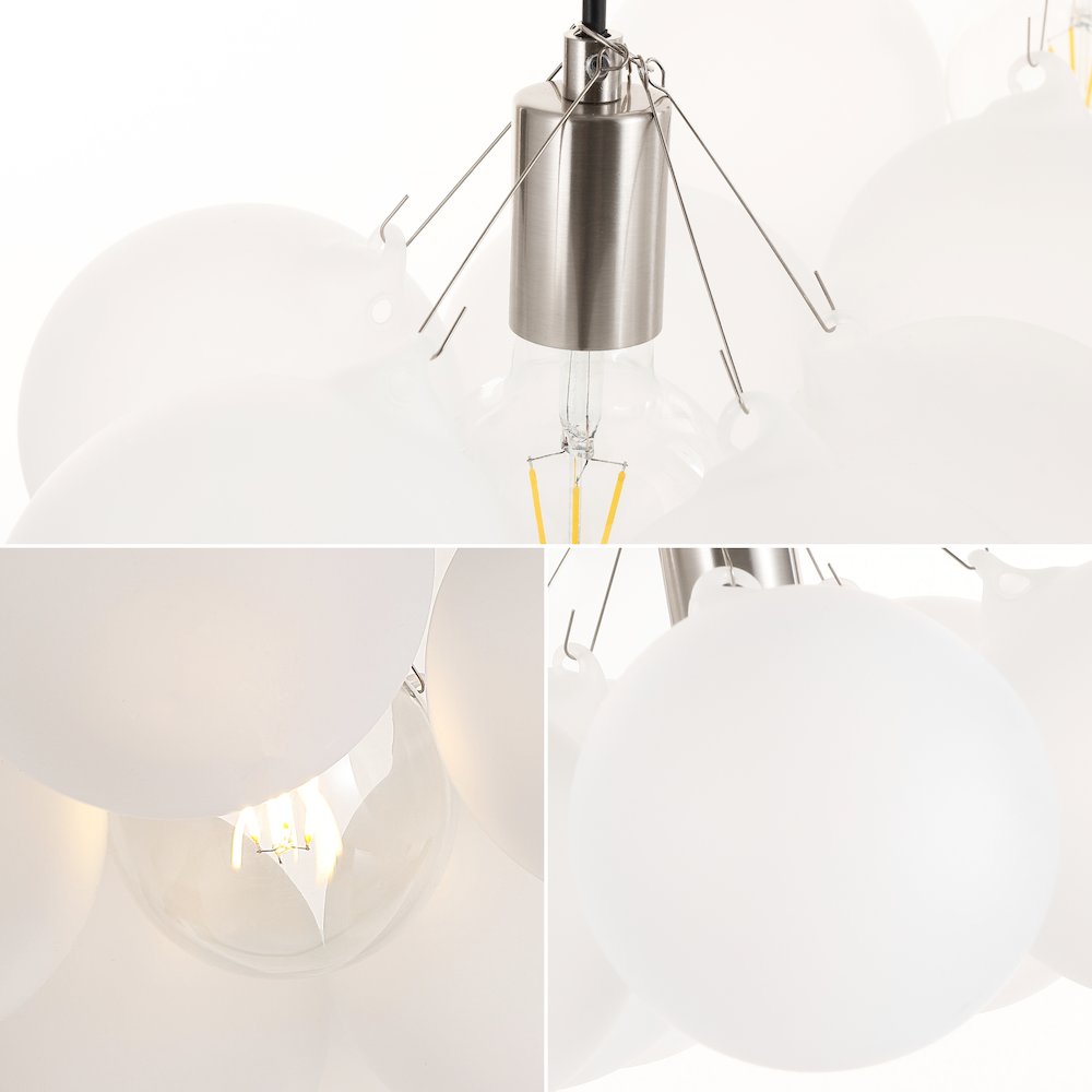 Aubrey 3-Light Mid-Century Glam Frosted Glass Orb Led Chandelier. Picture 4