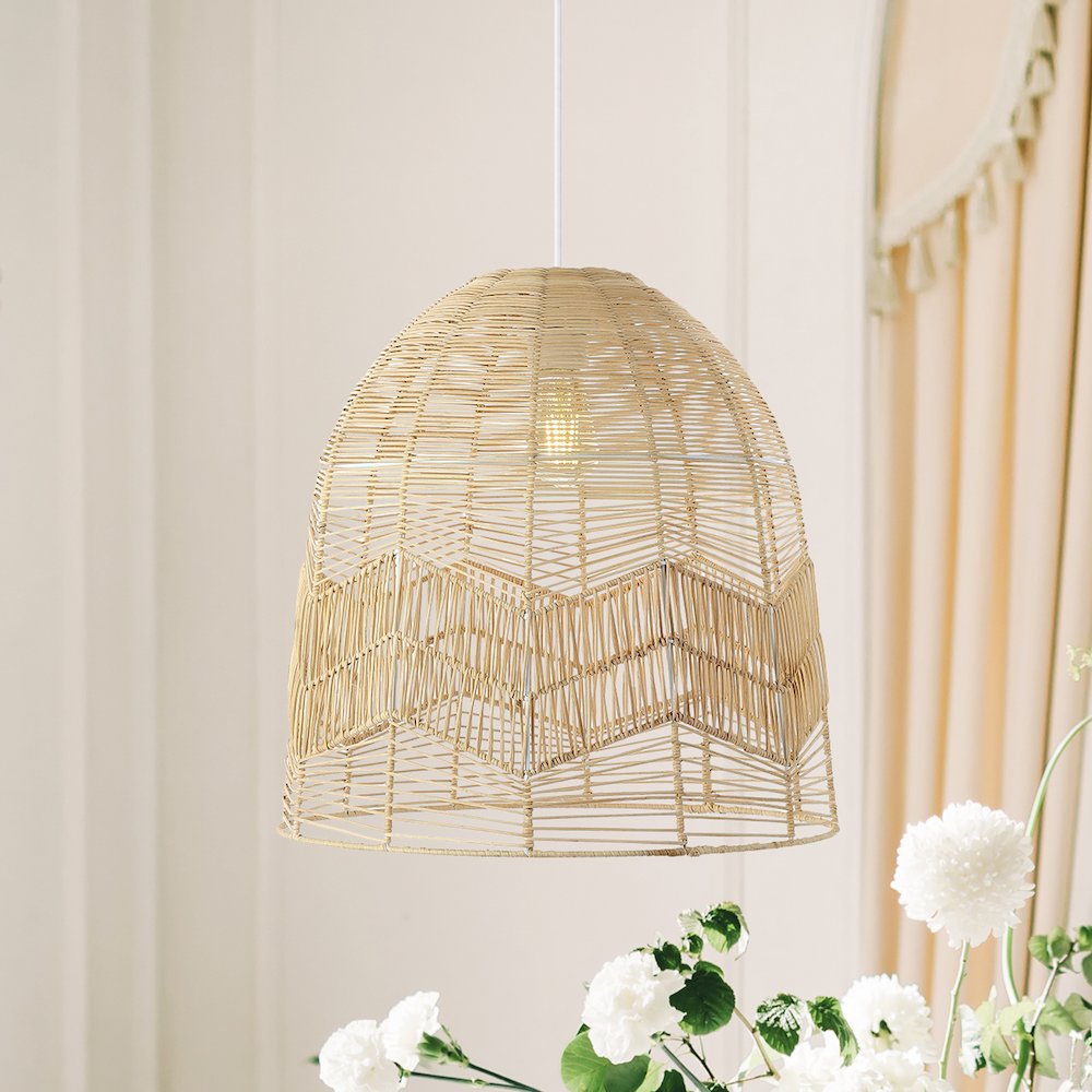 Sofia Farmhouse Coastal Rattan Led Pendant. Picture 14