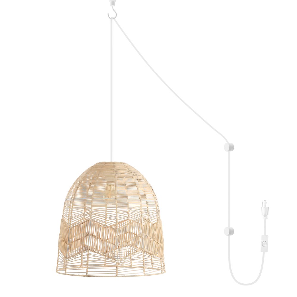 Sofia Farmhouse Coastal Rattan Led Pendant. Picture 1