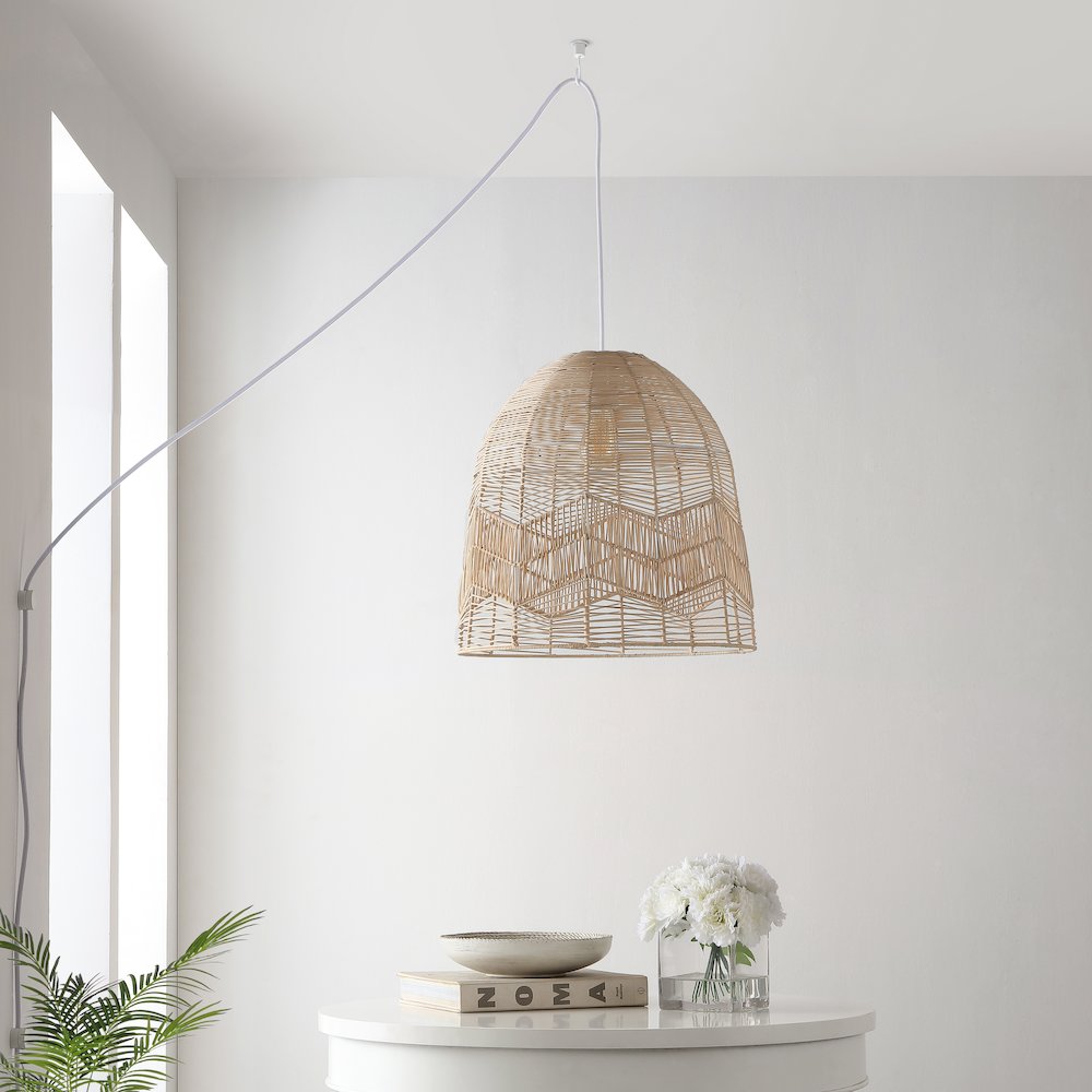 Sofia Farmhouse Coastal Rattan Led Pendant. Picture 8