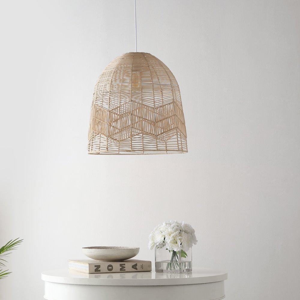 Sofia Farmhouse Coastal Rattan Led Pendant. Picture 10