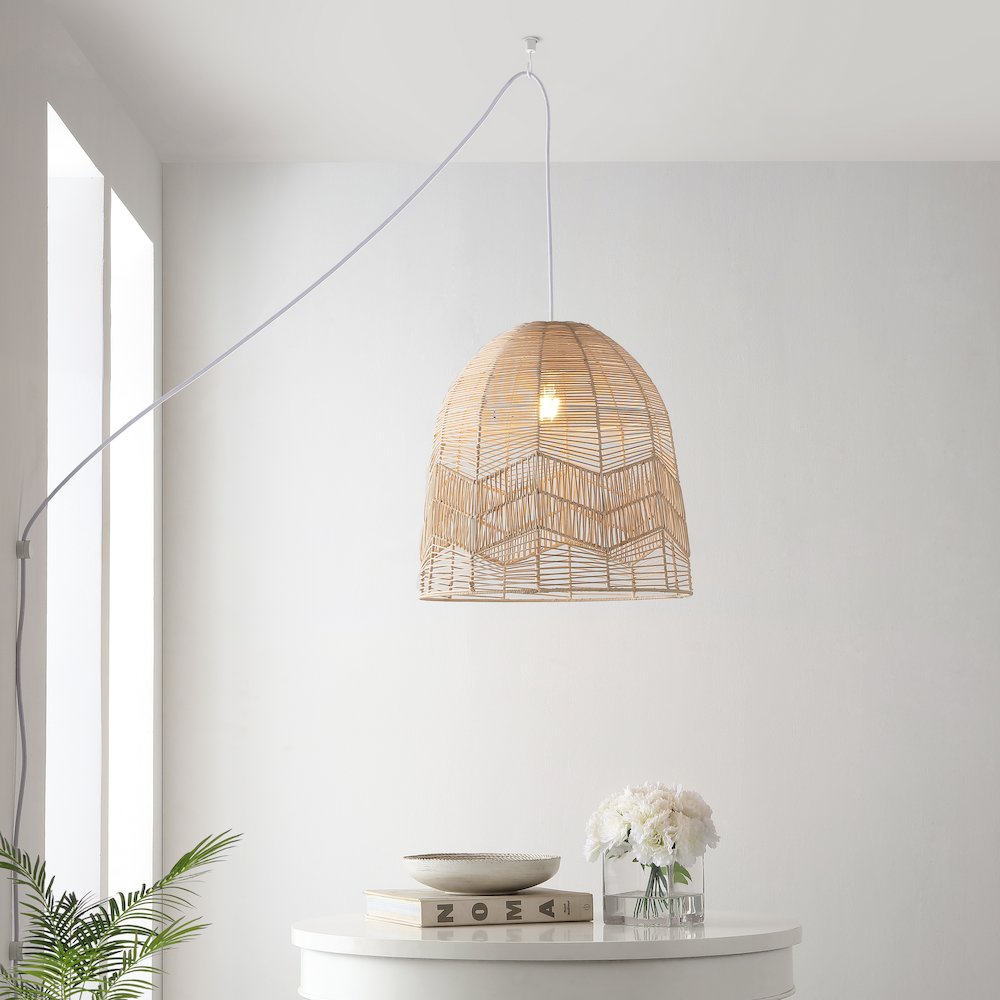 Sofia Farmhouse Coastal Rattan Led Pendant. Picture 7