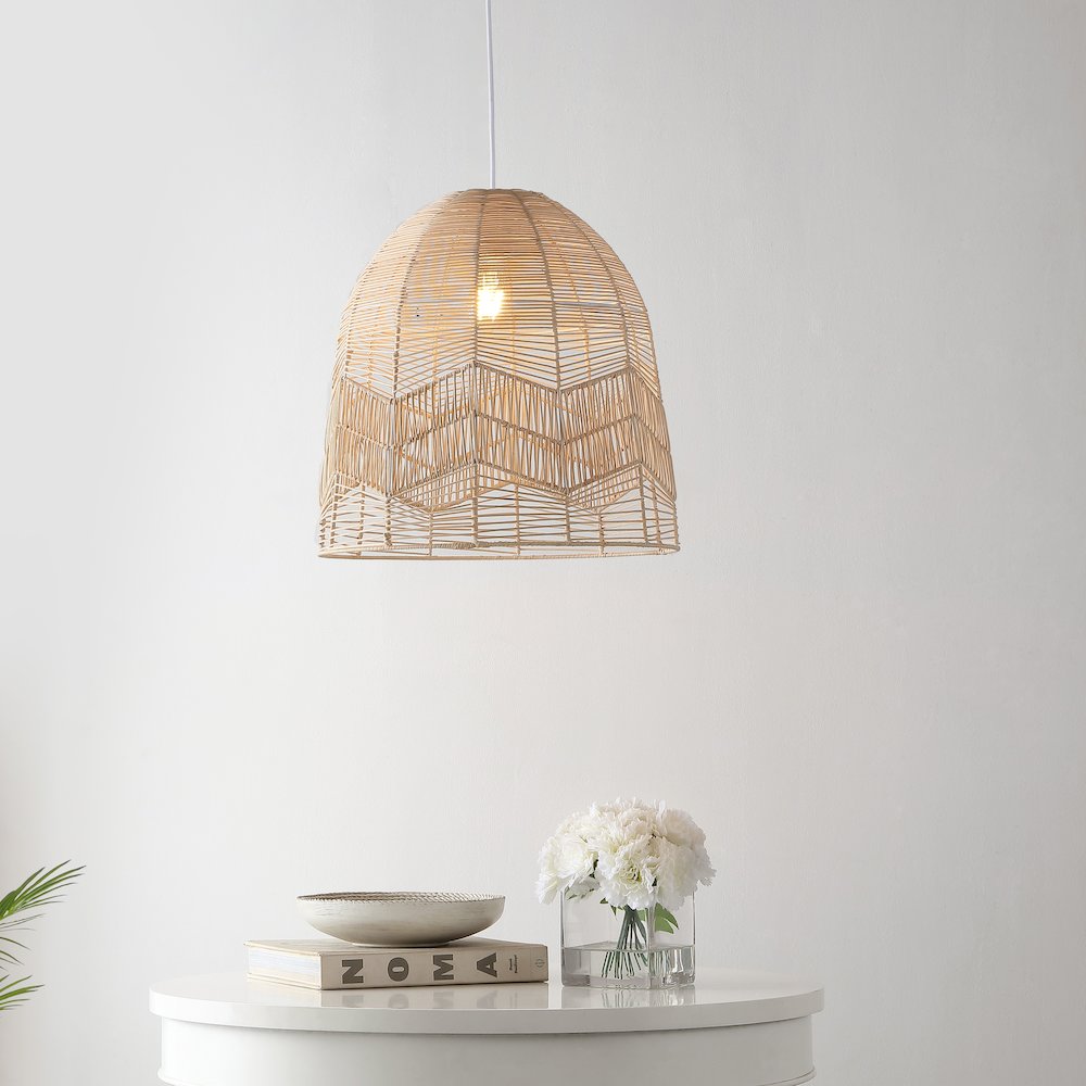 Sofia Farmhouse Coastal Rattan Led Pendant. Picture 9