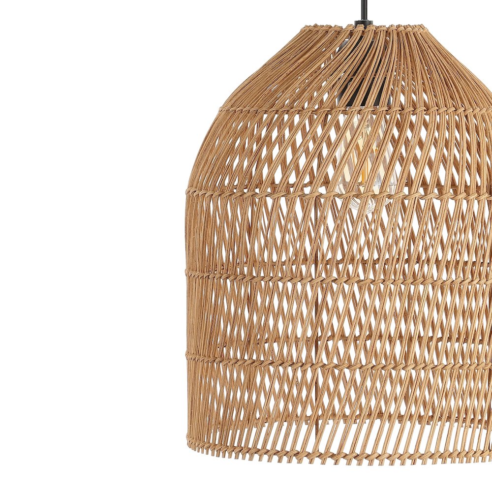 Koda Farmhouse Coastal Bohemian Rattan Led Pendant. Picture 2
