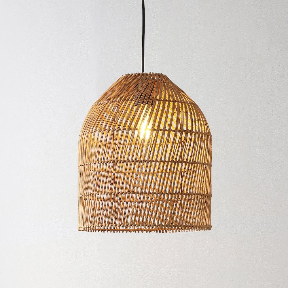 Koda Farmhouse Coastal Bohemian Rattan Led Pendant. Picture 13