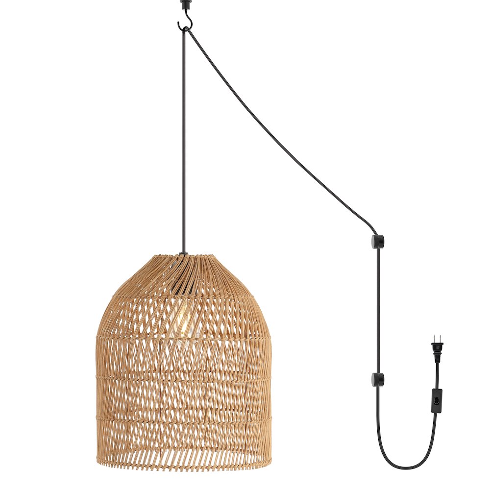 Koda Farmhouse Coastal Bohemian Rattan Led Pendant. Picture 12