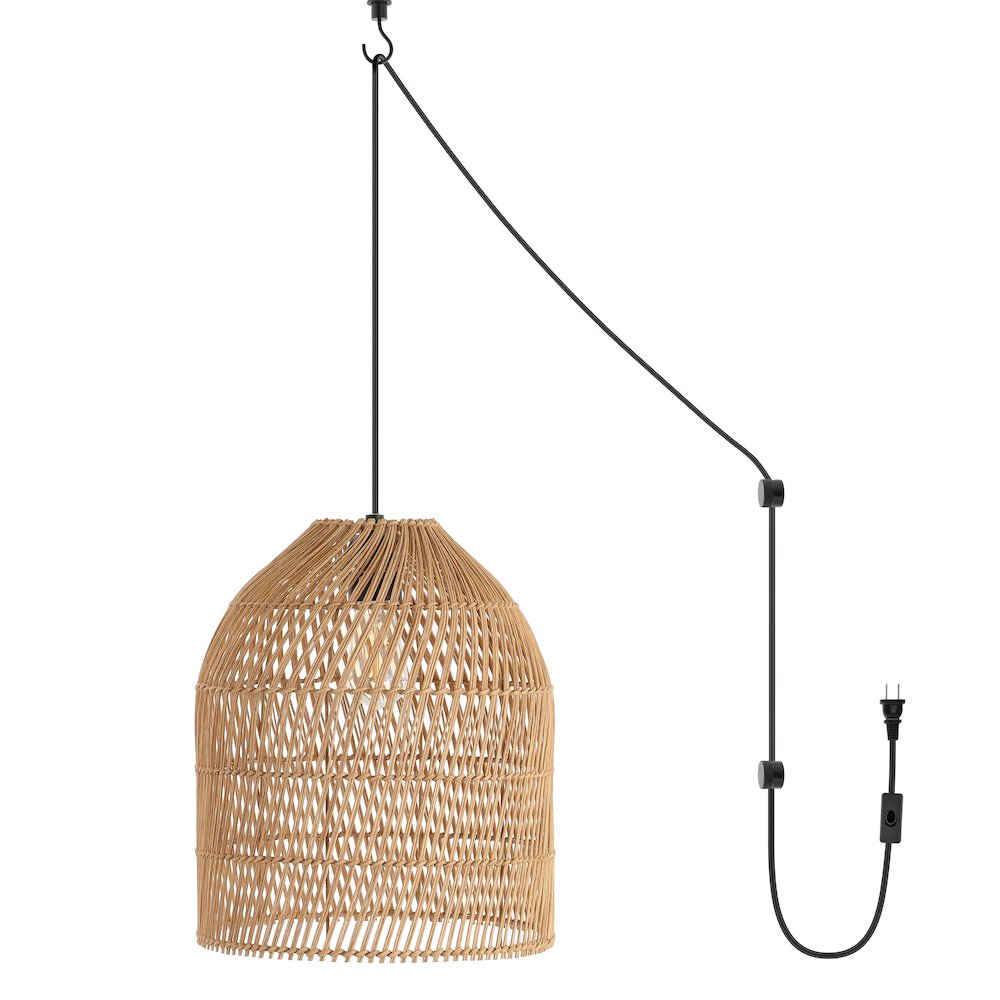 Koda Farmhouse Coastal Bohemian Rattan Led Pendant. Picture 1