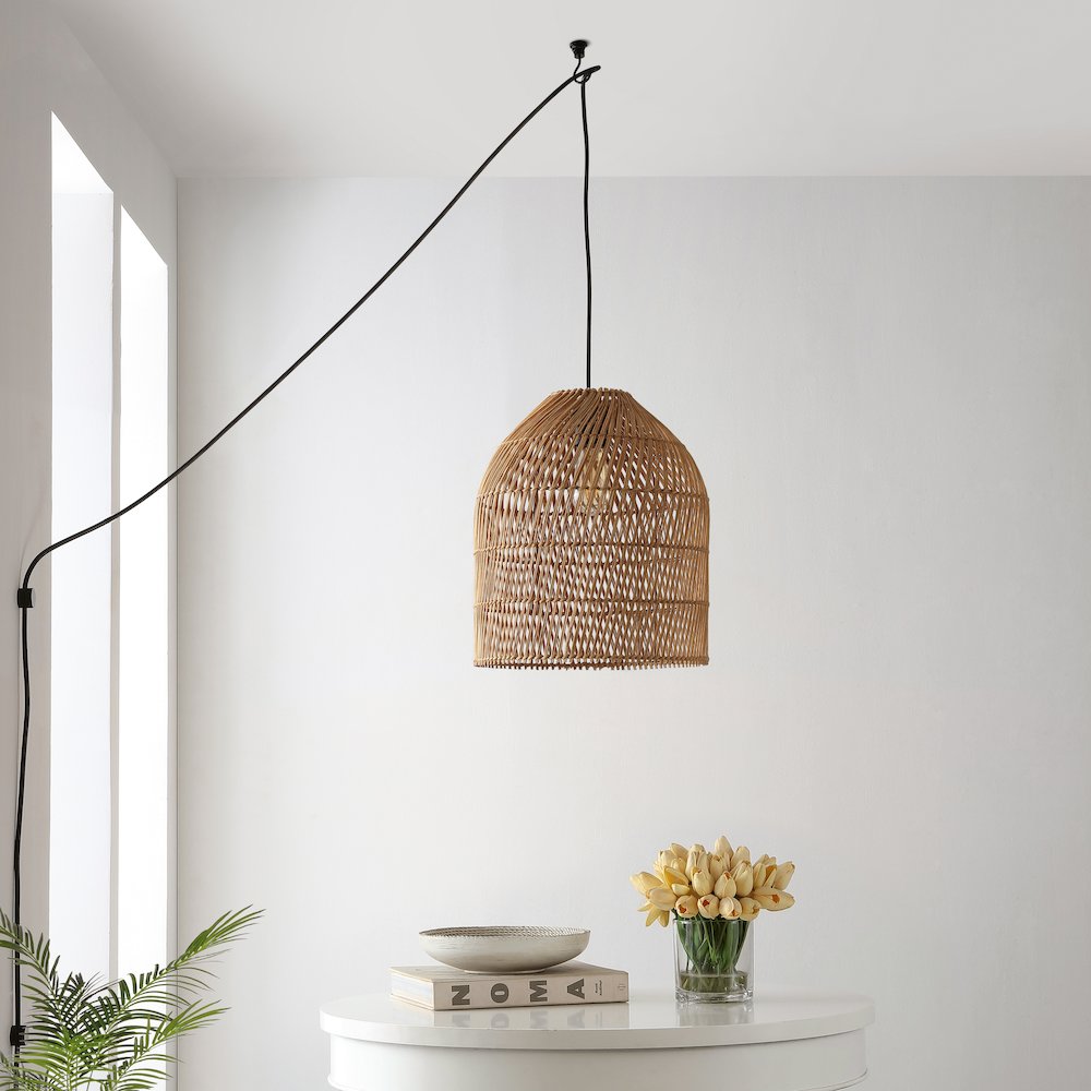 Koda Farmhouse Coastal Bohemian Rattan Led Pendant. Picture 8