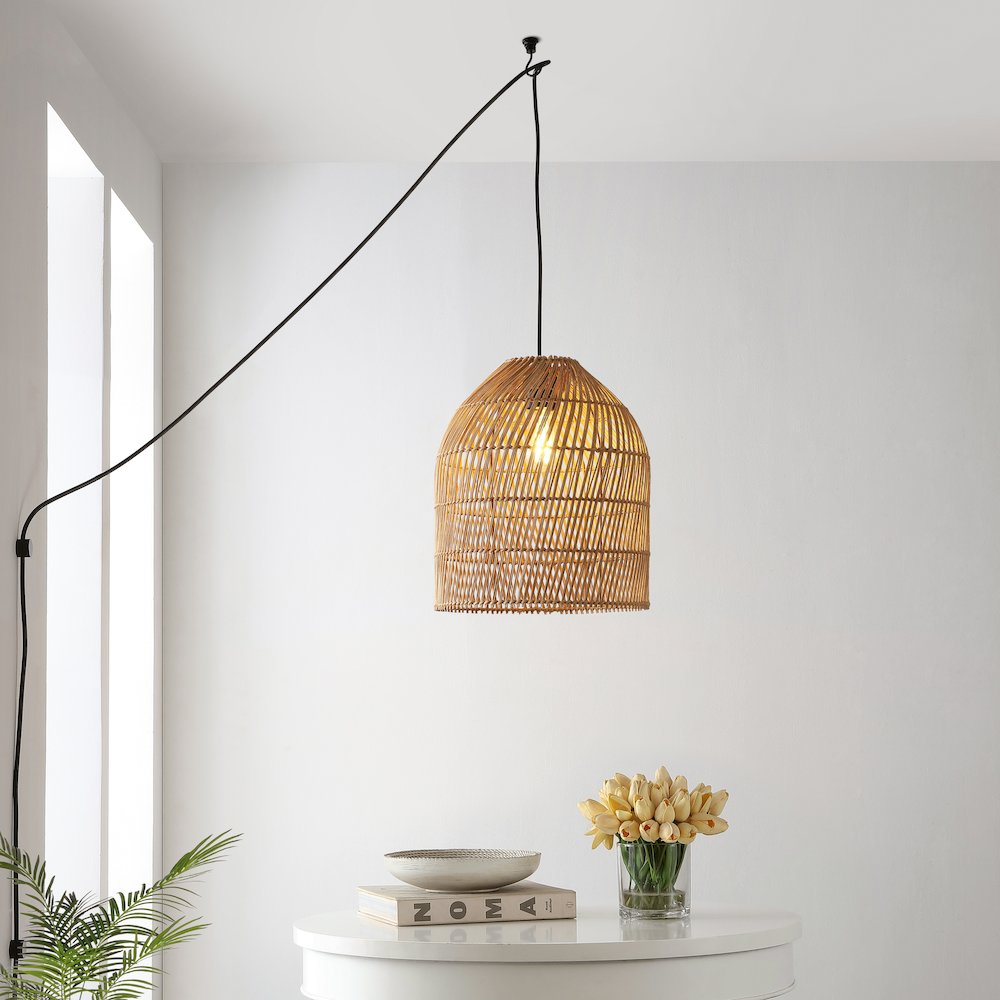 Koda Farmhouse Coastal Bohemian Rattan Led Pendant. Picture 7