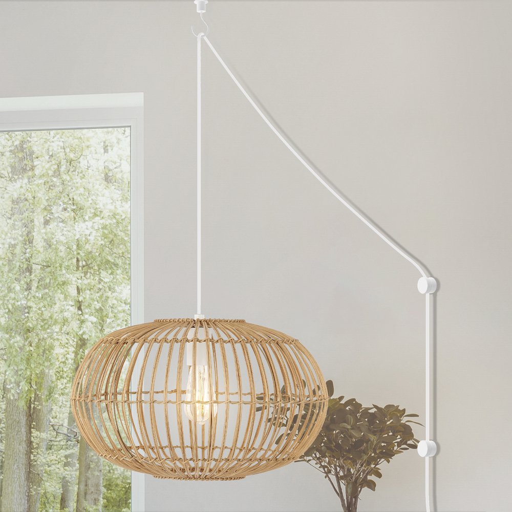 Leo Farmhouse Coastal Rattan Led Pendant. Picture 16