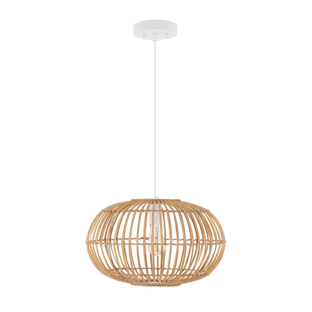 Leo Farmhouse Coastal Rattan Led Pendant. Picture 5