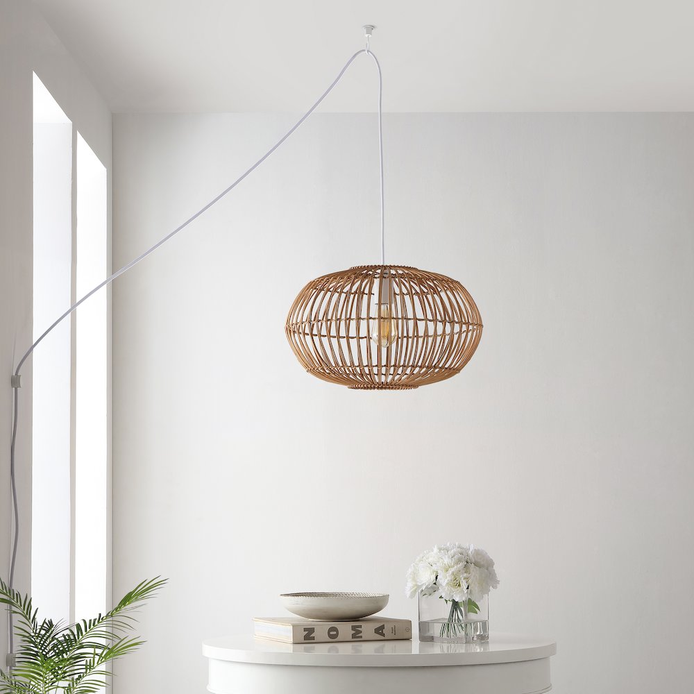 Leo Farmhouse Coastal Rattan Led Pendant. Picture 9