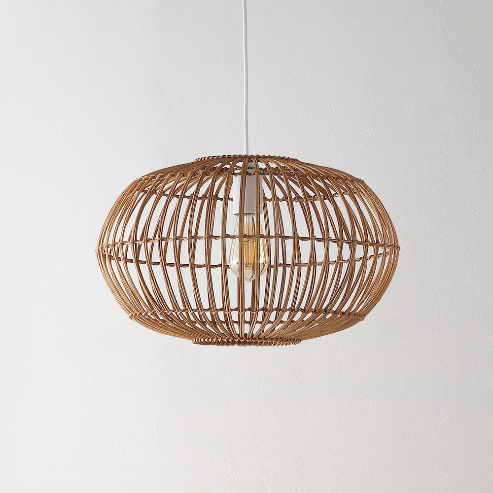 Leo Farmhouse Coastal Rattan Led Pendant. Picture 12
