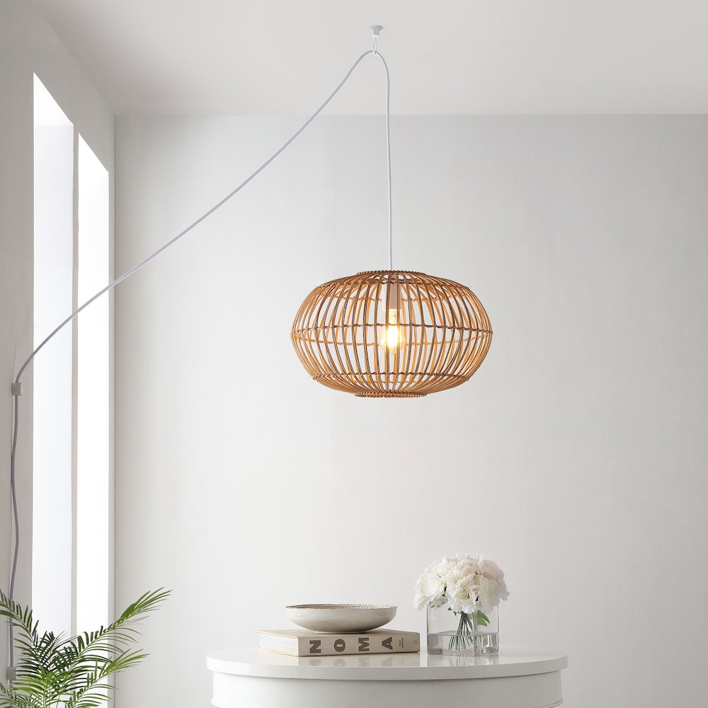 Leo Farmhouse Coastal Rattan Led Pendant. Picture 8