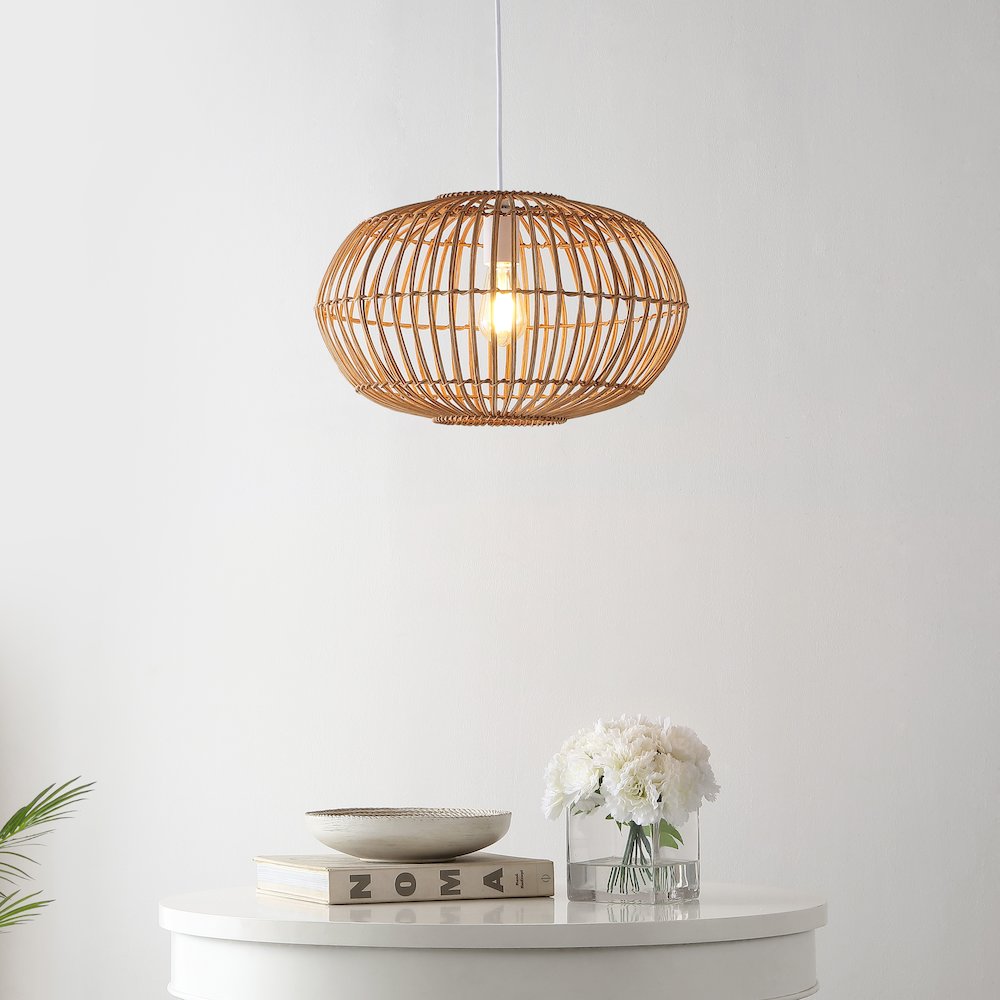 Leo Farmhouse Coastal Rattan Led Pendant. Picture 10