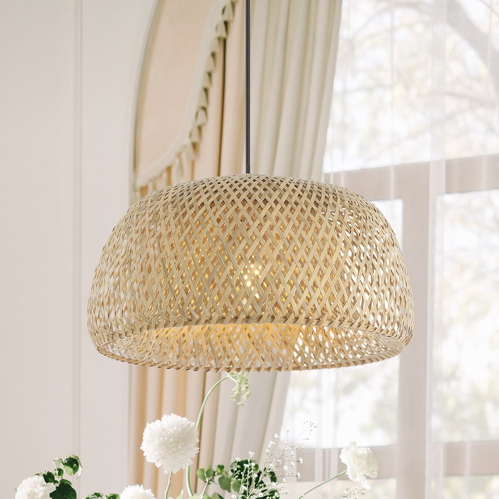 Mateo Farmhouse Coastal Bamboo Led Pendant. Picture 14