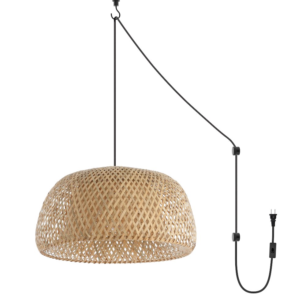Mateo Farmhouse Coastal Bamboo Led Pendant. Picture 1