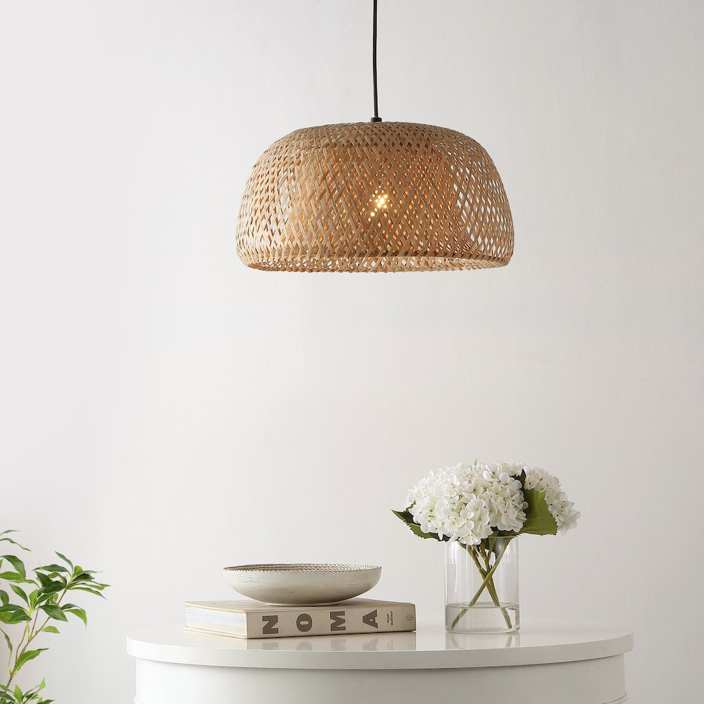 Mateo Farmhouse Coastal Bamboo Led Pendant. Picture 9