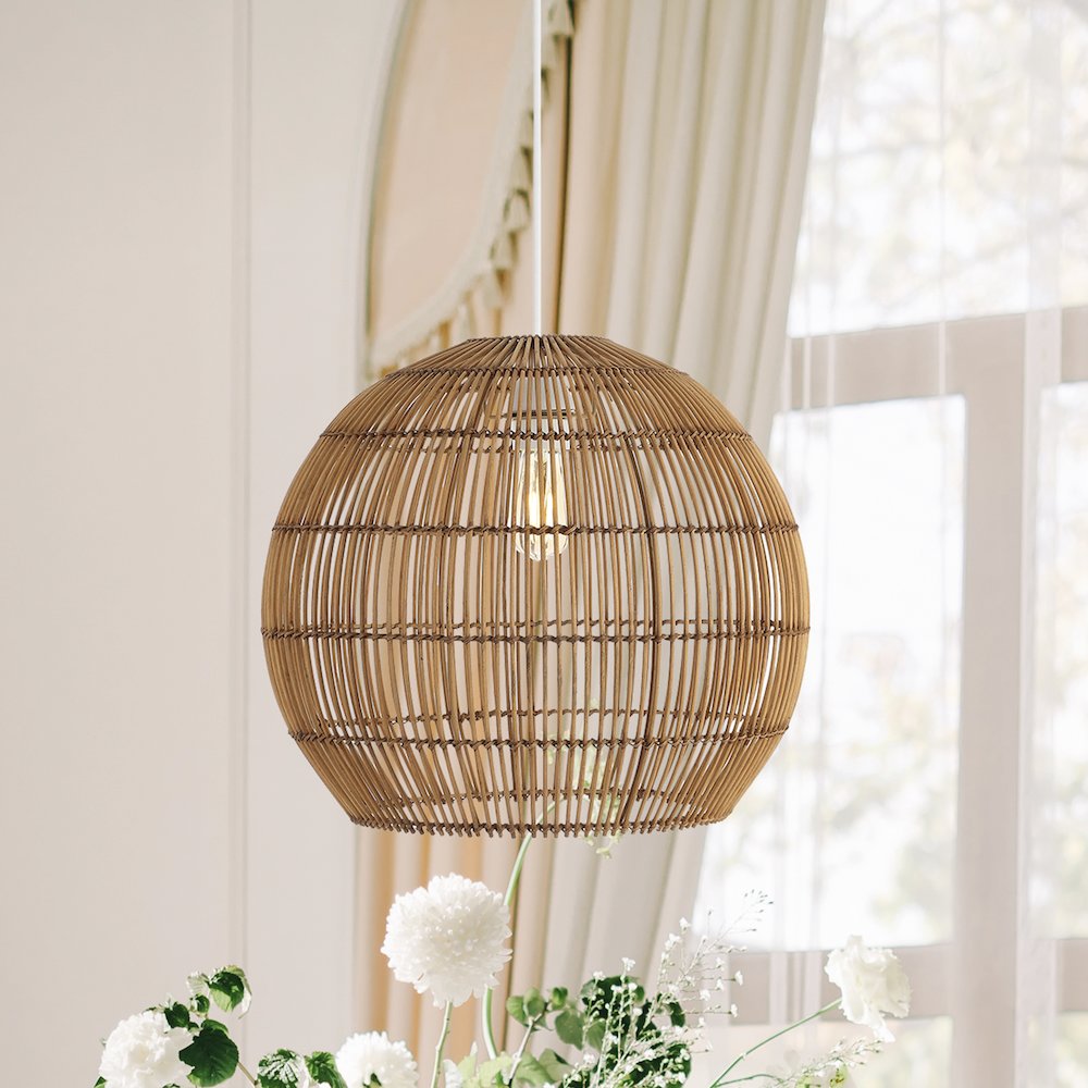 Raya Farmhouse Coastal Rattan Led Pendant. Picture 14