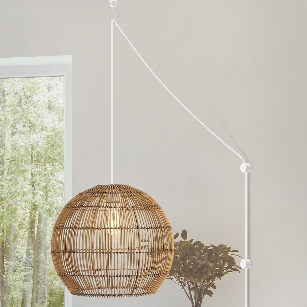 Raya Farmhouse Coastal Rattan Led Pendant. Picture 15