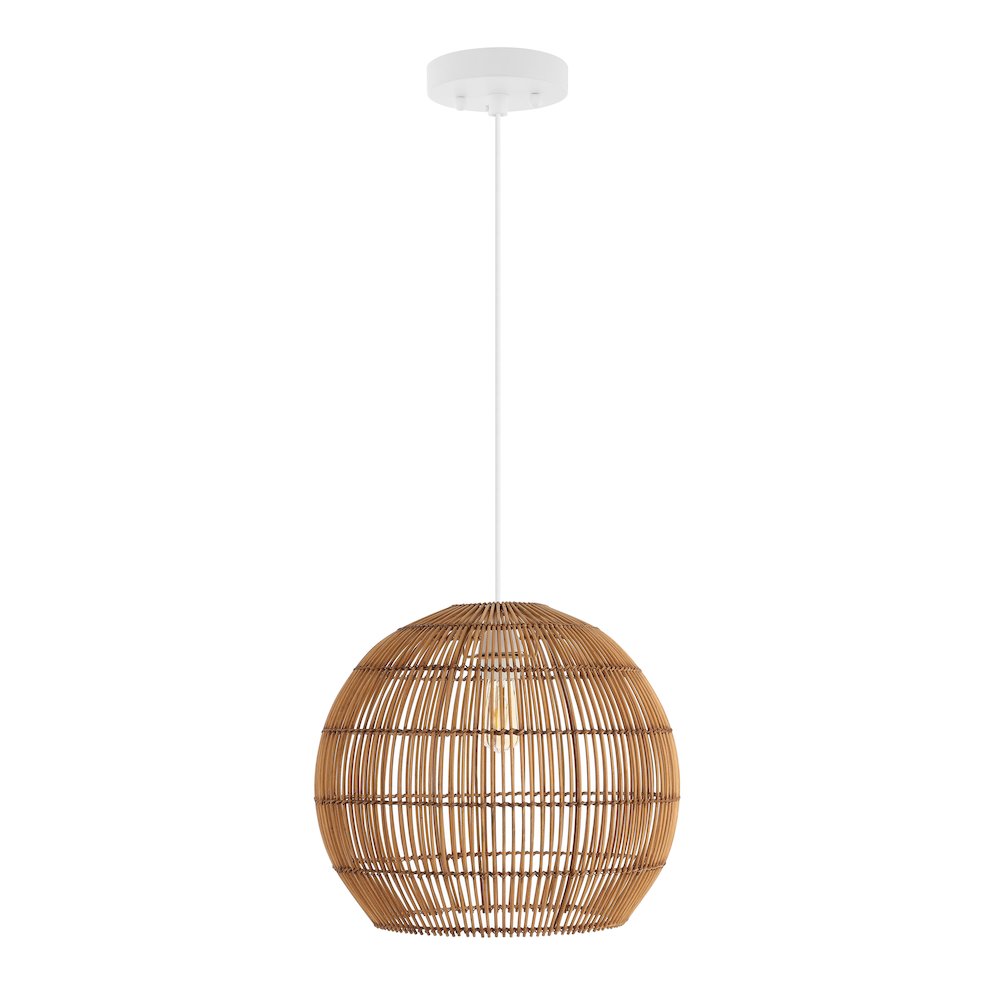 Raya Farmhouse Coastal Rattan Led Pendant. Picture 4
