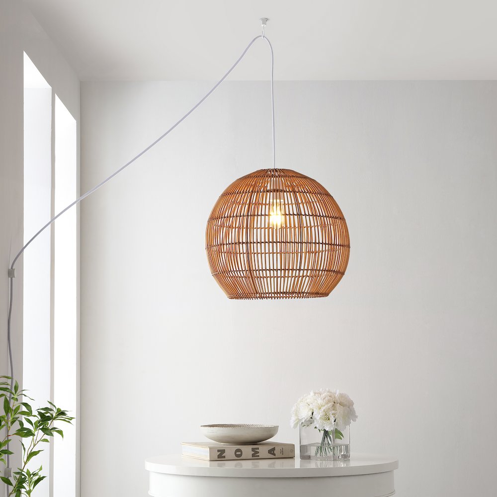 Raya Farmhouse Coastal Rattan Led Pendant. Picture 7