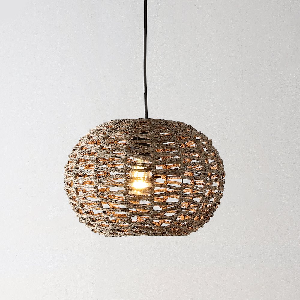 Isla Farmhouse Coastal Rattan Led Pendant. Picture 12
