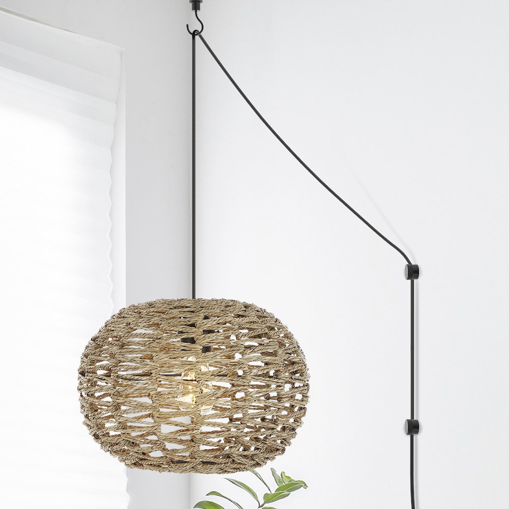 Isla Farmhouse Coastal Rattan Led Pendant. Picture 14