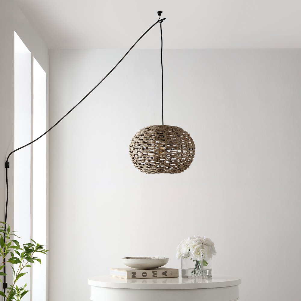 Isla Farmhouse Coastal Rattan Led Pendant. Picture 8
