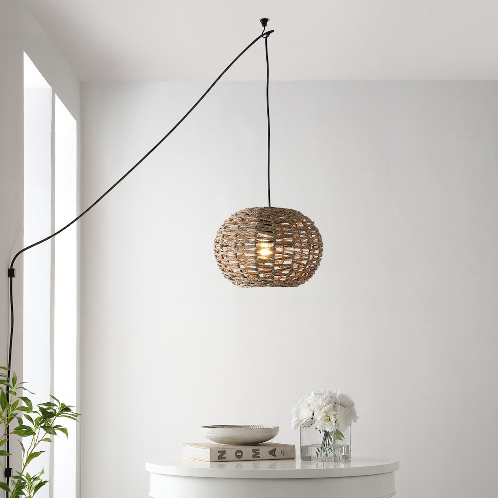 Isla Farmhouse Coastal Rattan Led Pendant. Picture 7