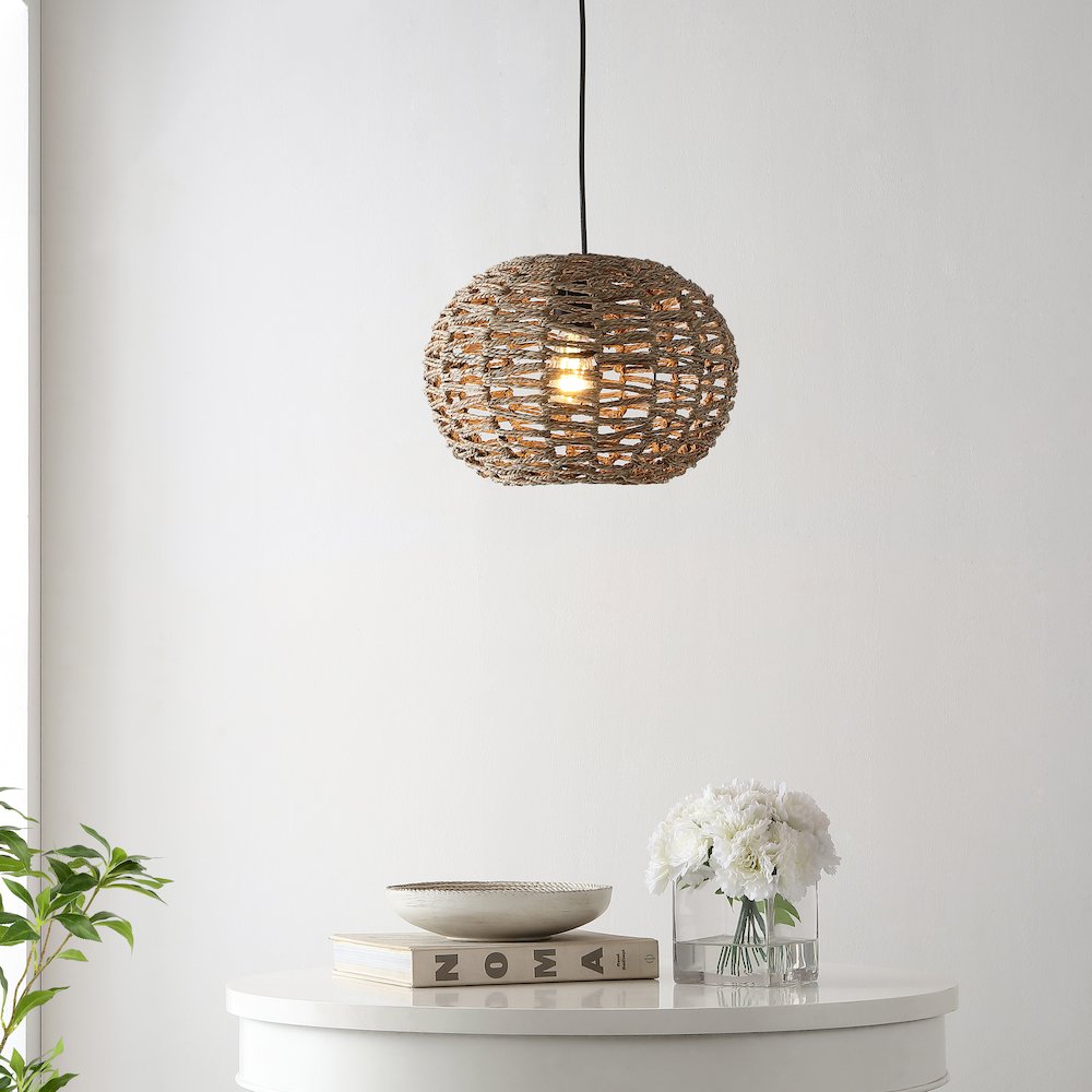 Isla Farmhouse Coastal Rattan Led Pendant. Picture 9