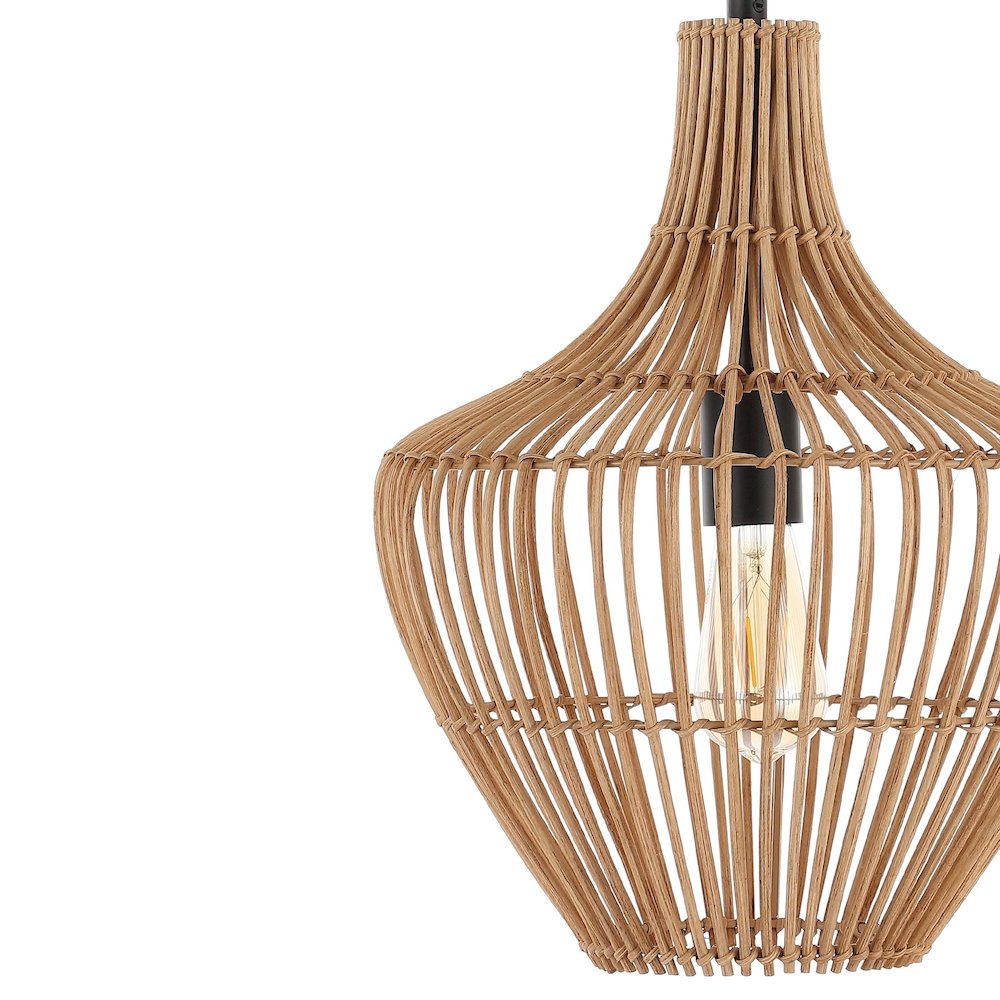 Lucas Farmhouse Coastal Rattan Led Pendant. Picture 2