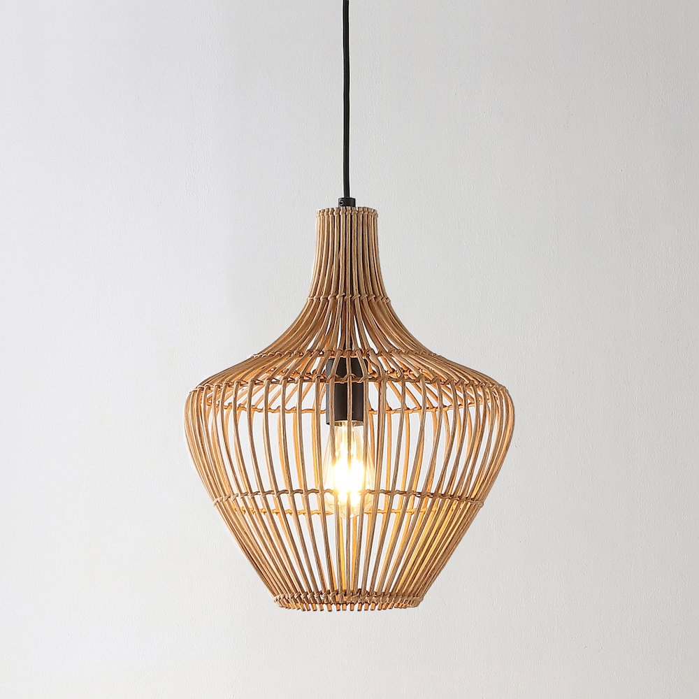Lucas Farmhouse Coastal Rattan Led Pendant. Picture 13